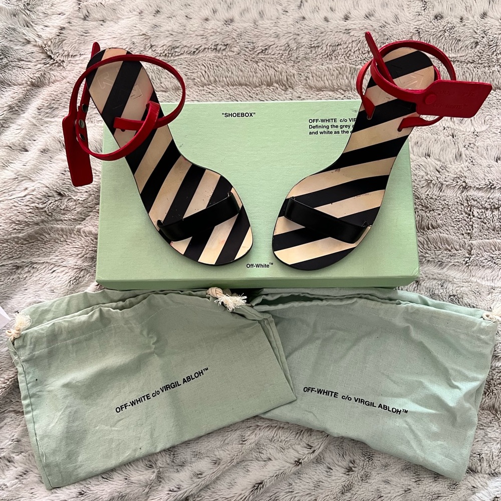 Off white zip tie ankle strap heels size 6